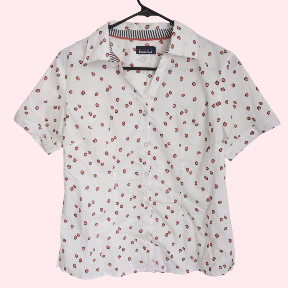 Strawberry Print Collared Shirt